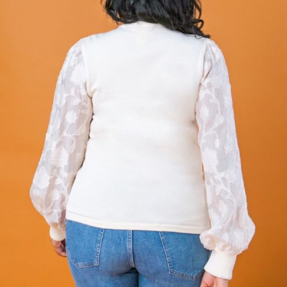 Sheer Sleeved Sweater Top - Picture 6 of 7